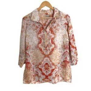 Chico's Medallion Petite Print Linen Tunic 4P